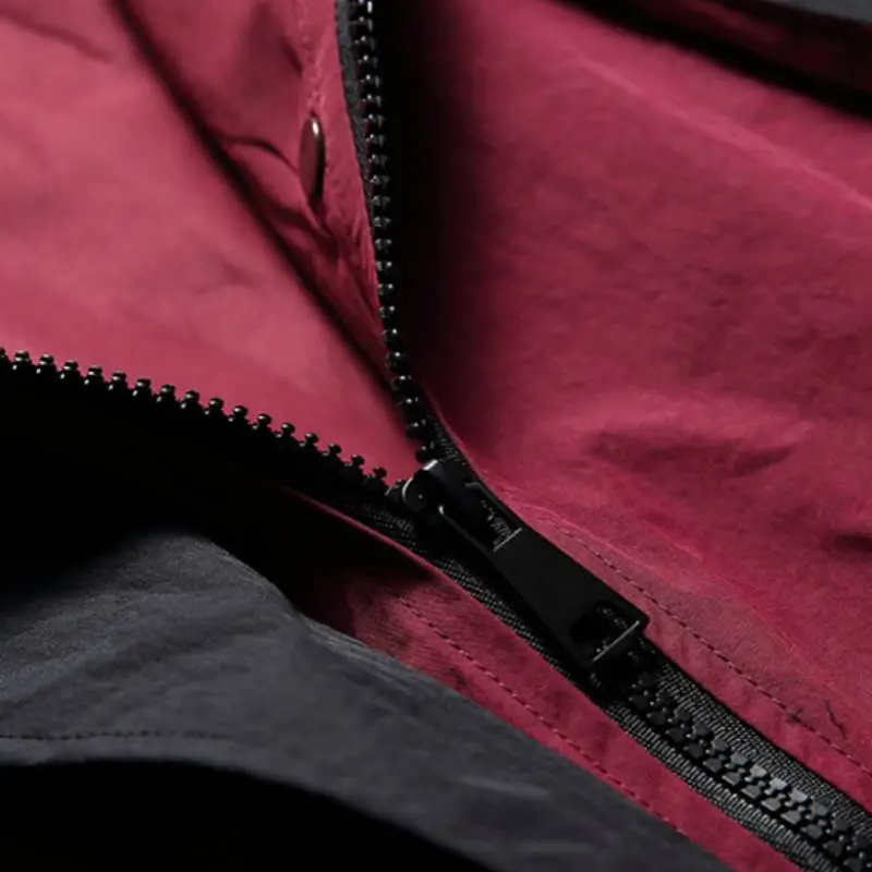 Contrast Color Stitching Pocket Decorative Hooded Jacket-5