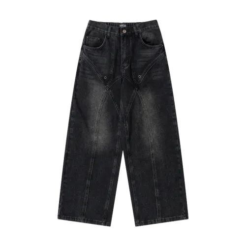 High Street Vintage Dark Split Deconstructed Stitching Jeans