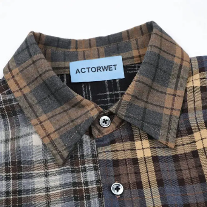 Loose Patchwork Plaid Jacket Shirt-2