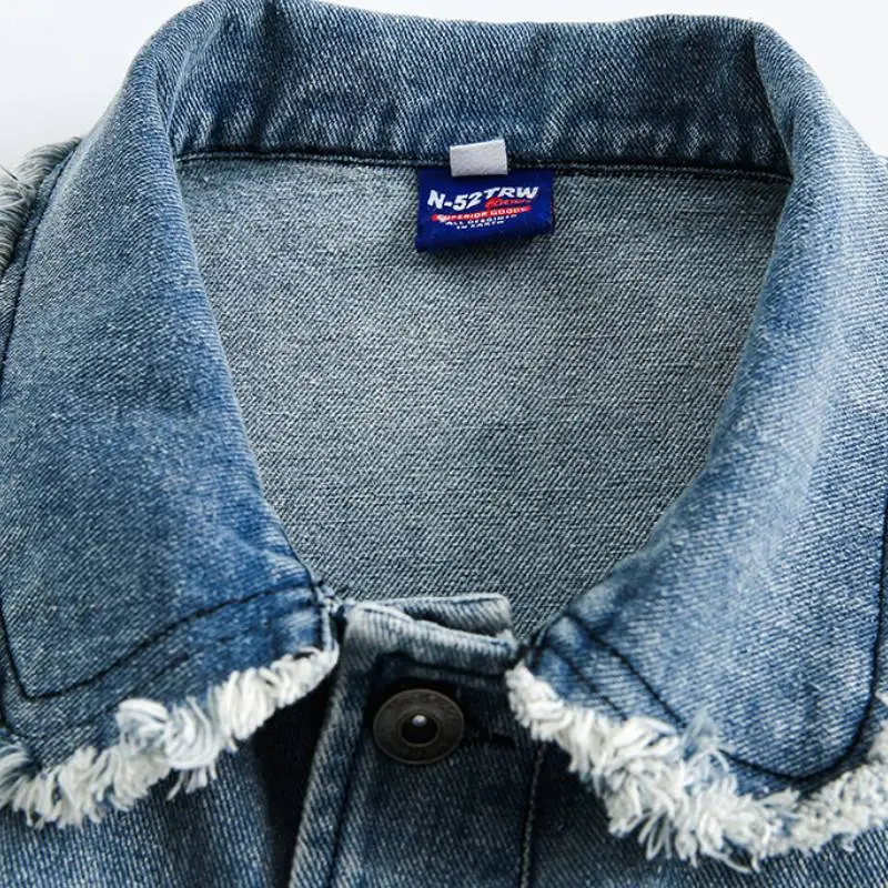 Raw Edge Splicing Denim Vest-3