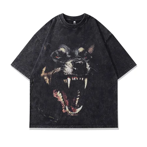 Doberman Direct Print Distressed Short-Sleeved T-shirt