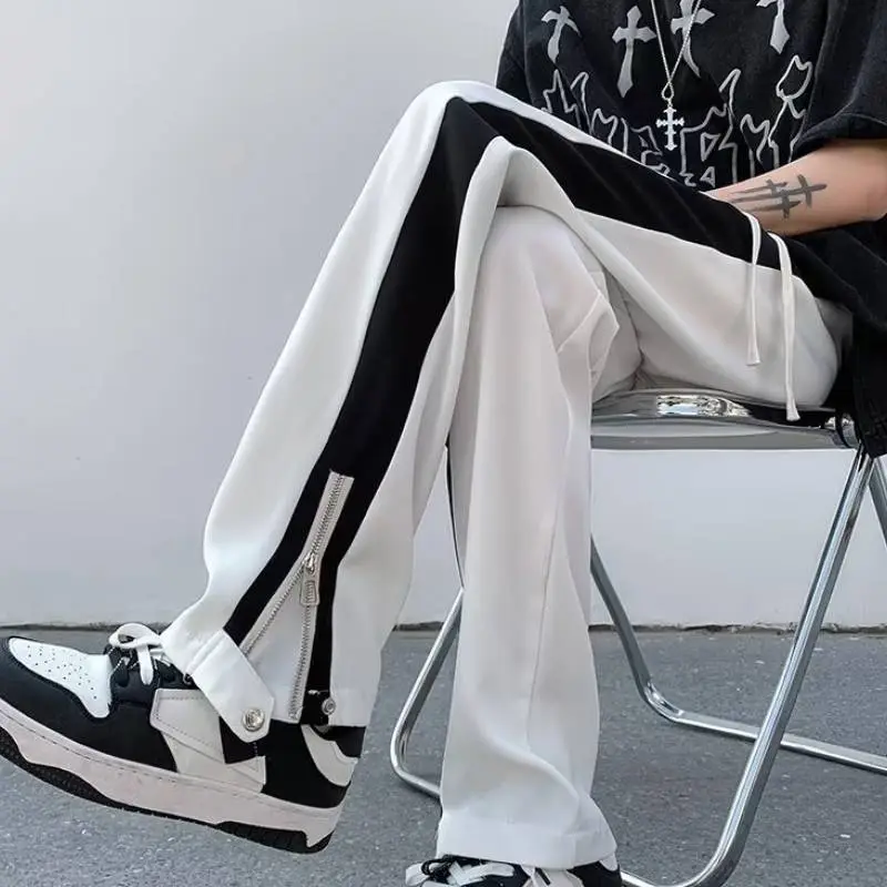Contrast Color Stitching Casual Pants-3
