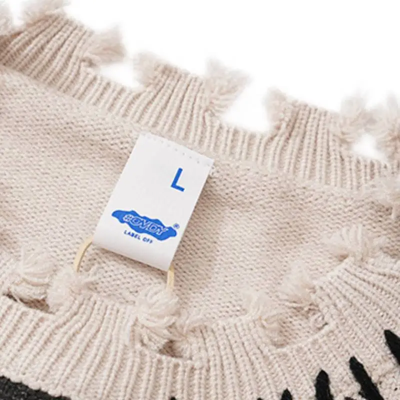 Meteor Falling Crewneck Fringed Designer Printed Wool Sweater-6