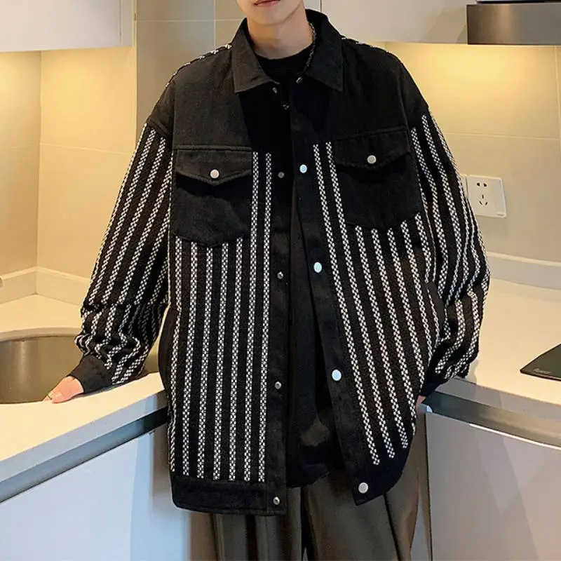 Retro Striped Stitching Jacket-5