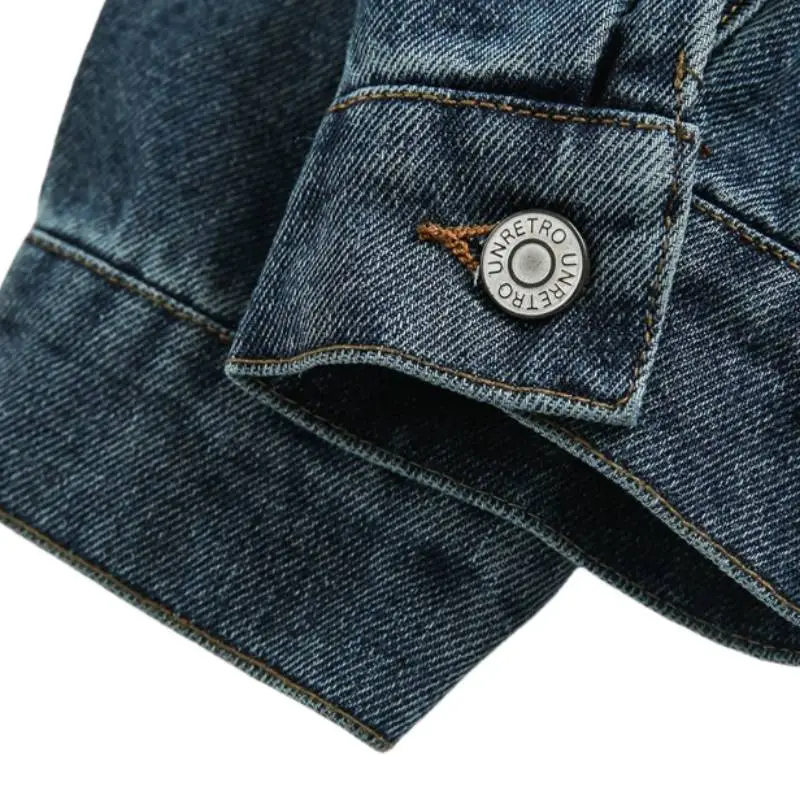 American Style Cleanfit Style Vintage Loose Washed Laps Tooling Denim Jacket Jacket-4
