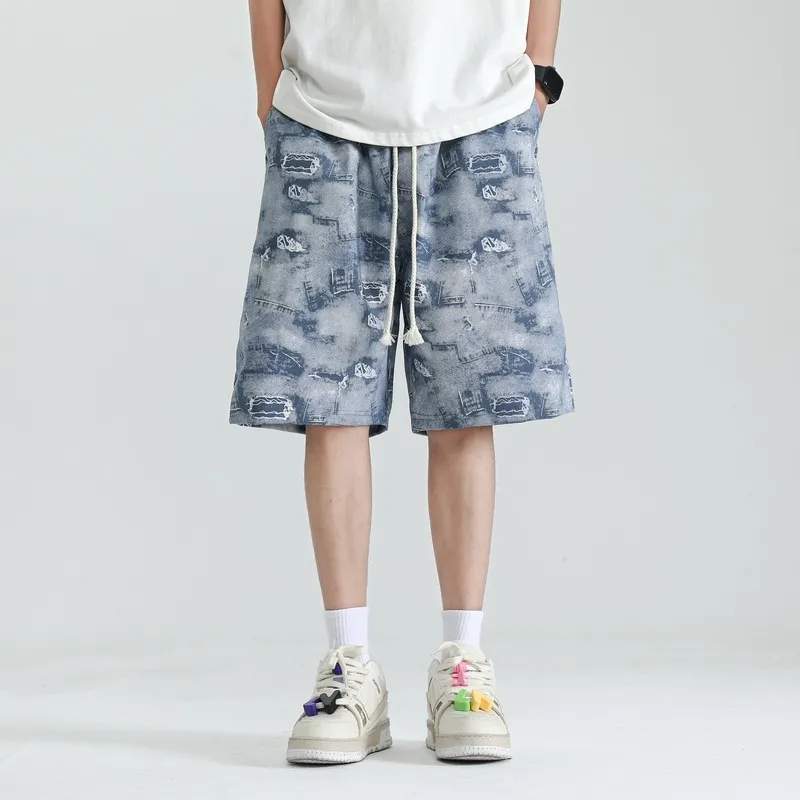 Loose Casual Five Point Baggy Beach Shorts-8