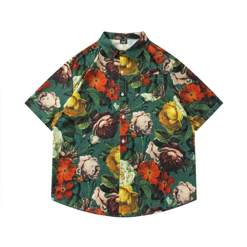 Loose Floral Full Print Short-Sleeved Shirt