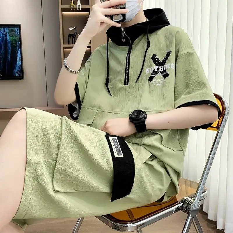 Trendy Hooded Casual Two Piece Suit-9