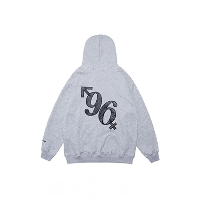 Tide Simple Letter Oversize Neutral Velvet Hooded Wear-1