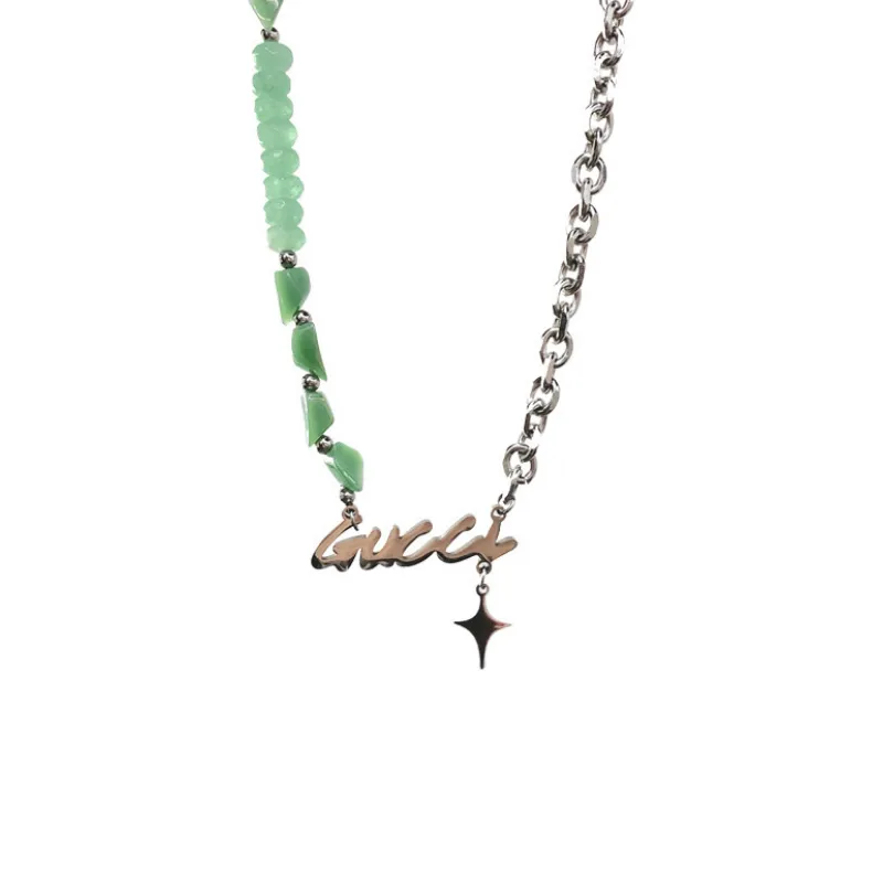 Jade Splicing Smiley Face Necklace-1