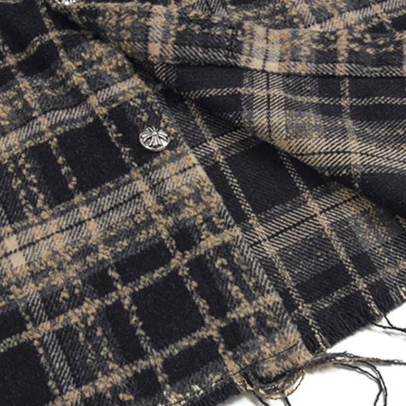 Retro Plaid Rared Loose Shirt-3