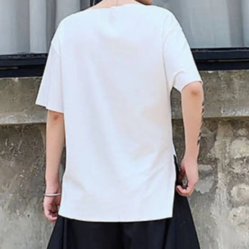 Dark Irregular Splicing T Shirt-5