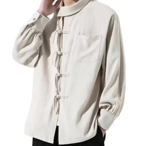 Loose Retro Trend Cotton And Linen Long-Sleeved Shirt