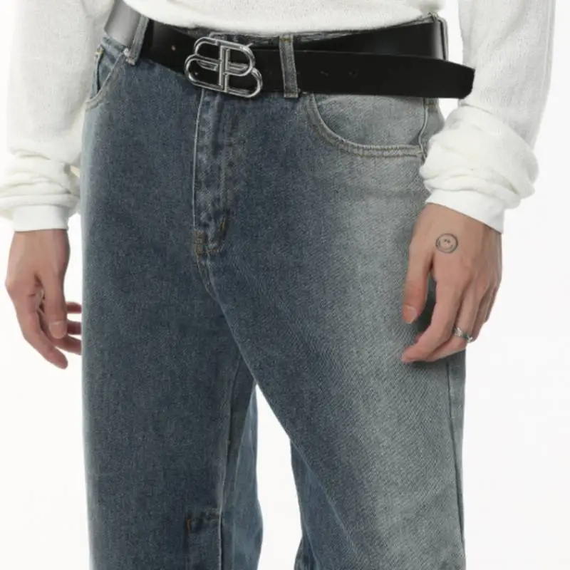 Niche Buckle Design Gradient Jeans-4