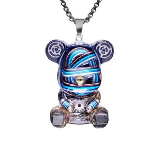 Mechanical Bear Pendant Cyberpunk Luminous Necklace