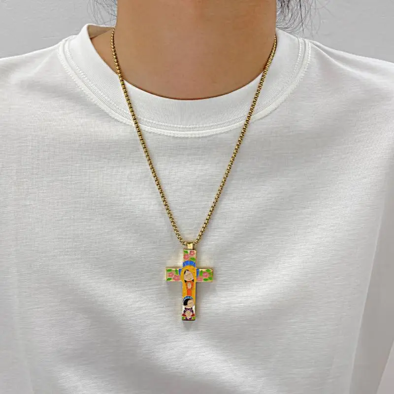 Retro Cross Hip hop Titanium Steel Necklace-6