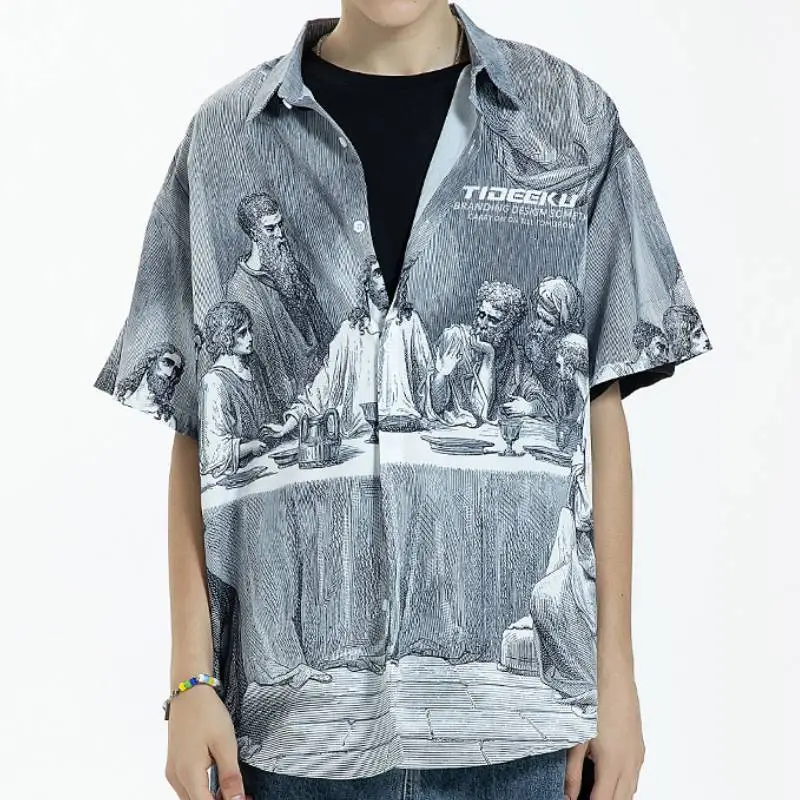 Retro Character Printed Antique Shirt-2
