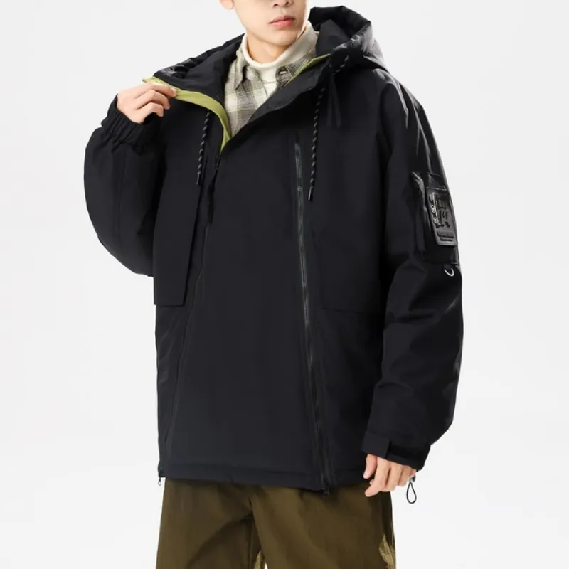 Double Zipper Hooded Down Jacket-5