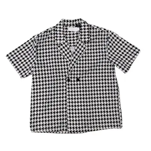 Business Casual Thin Houndstooth Plaid Shirt