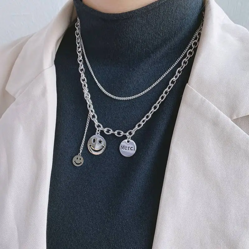 Smiley Face Tassel Pendant Necklace-1