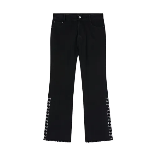 PASET Niche Stitching Series High Street Micro-metal Breasted Split Jeans Vibe Style Pants