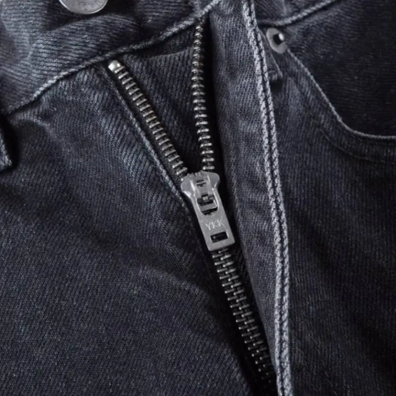 Washed Loose Straight Jeans-3