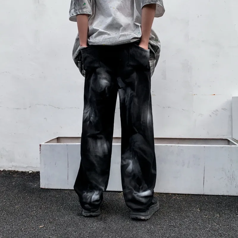 Hip Hop Street Sytle Loose Straight Sweatpants-1