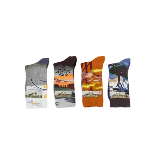 4 Pairs Of Gift Boxes Van Gogh Series Oil Painting Long Socks