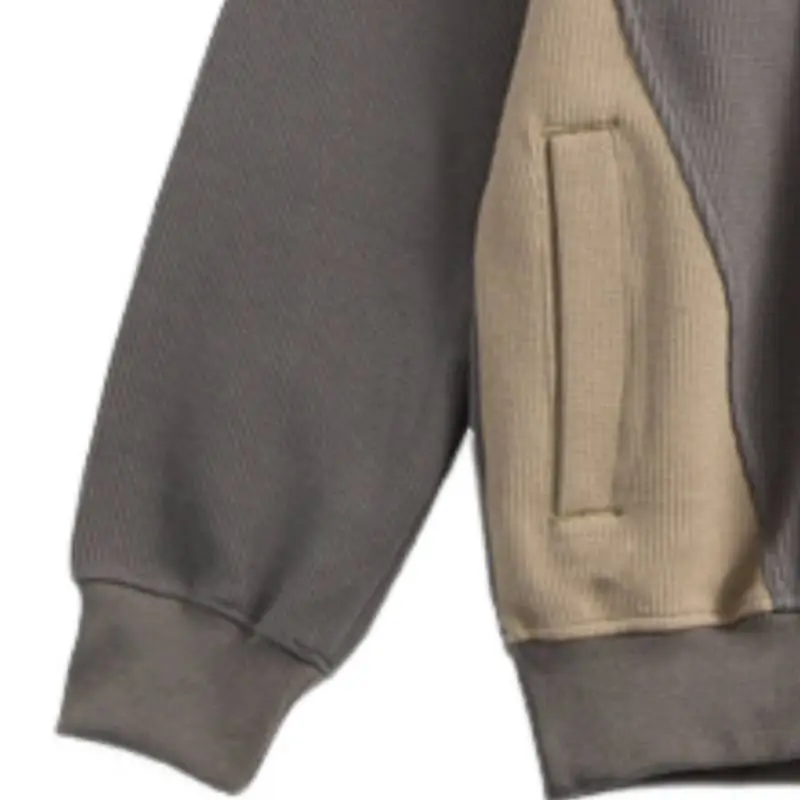 Cityboy Thickened Waffled Color Contrast Stitching Casual Hooded Sweatshirt-2
