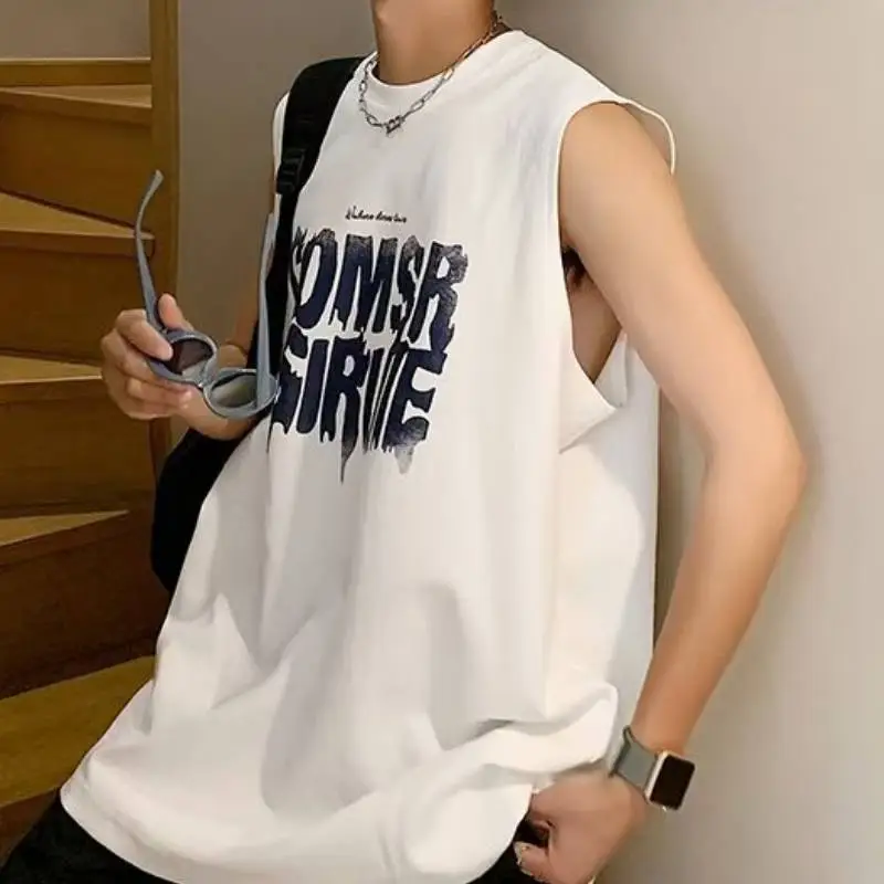 Loose Casual Sleeveless T Shirt Vest-1