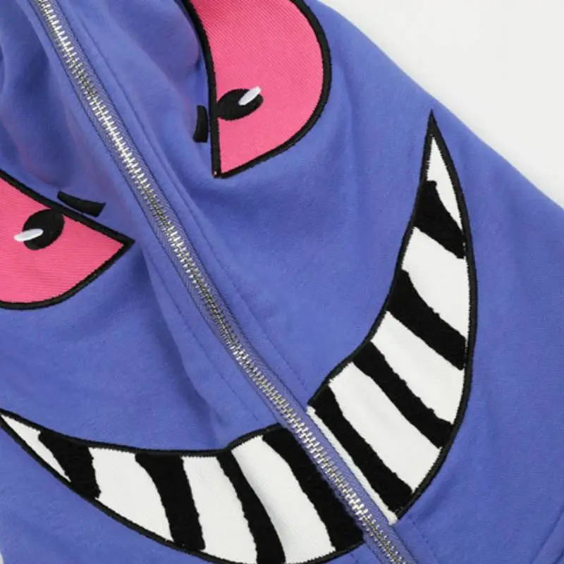 Trendy Demon Horn Masked Zipper Hooded Sweatshirt-9