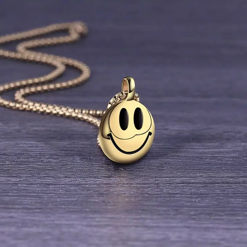 Titanium Steel Smiley Face Pendant Necklace-2