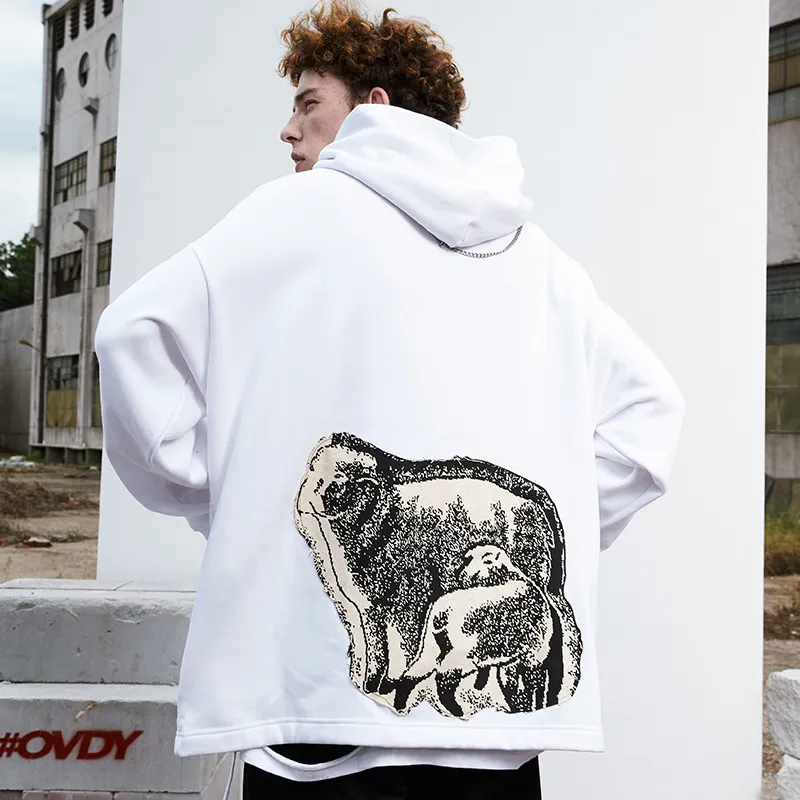 Oversize Loose Printed Pullover Hip Hop Dark Country Coat-2