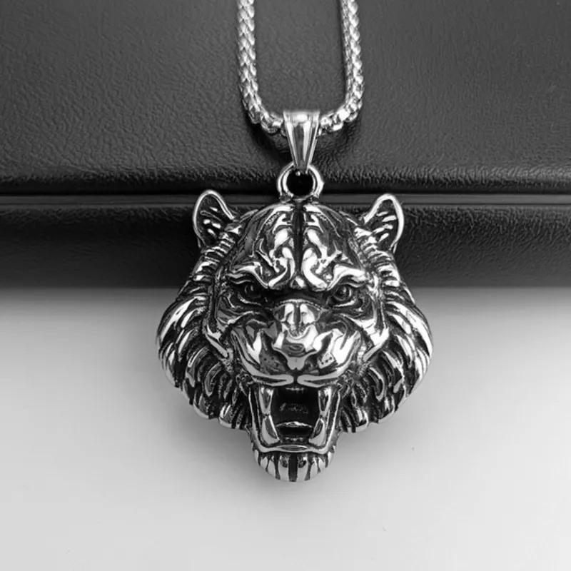 South China Tiger Titanium Steel Pendant Stainless Necklace-3