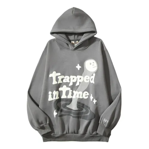 High Street Hip Hop Retro Stuck In Time Foam Printed Hoodie Sweater