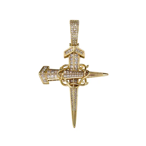 Retro Hiphop Micro-inlaid Zircon Anchor Necklace