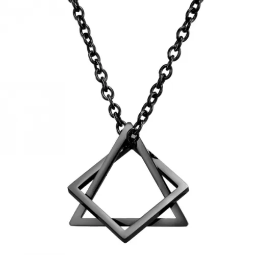 Hiphop Triangle Square Combination Titanium Steel Necklace