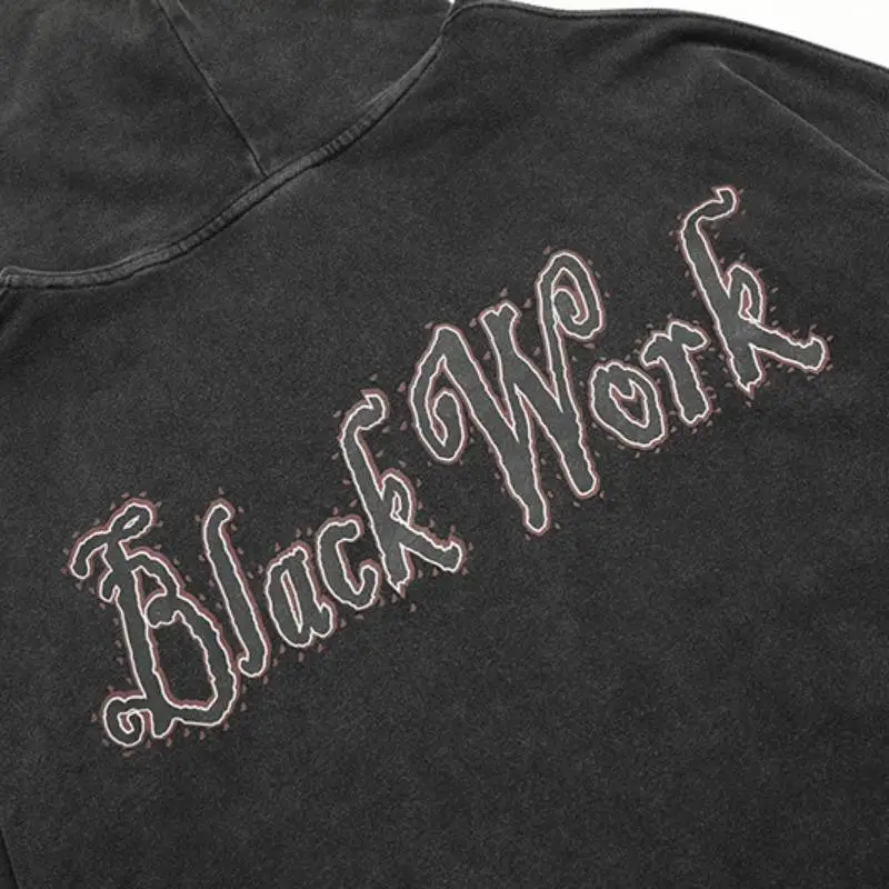 Retro Embroidered Letter Printed Hoodie-4