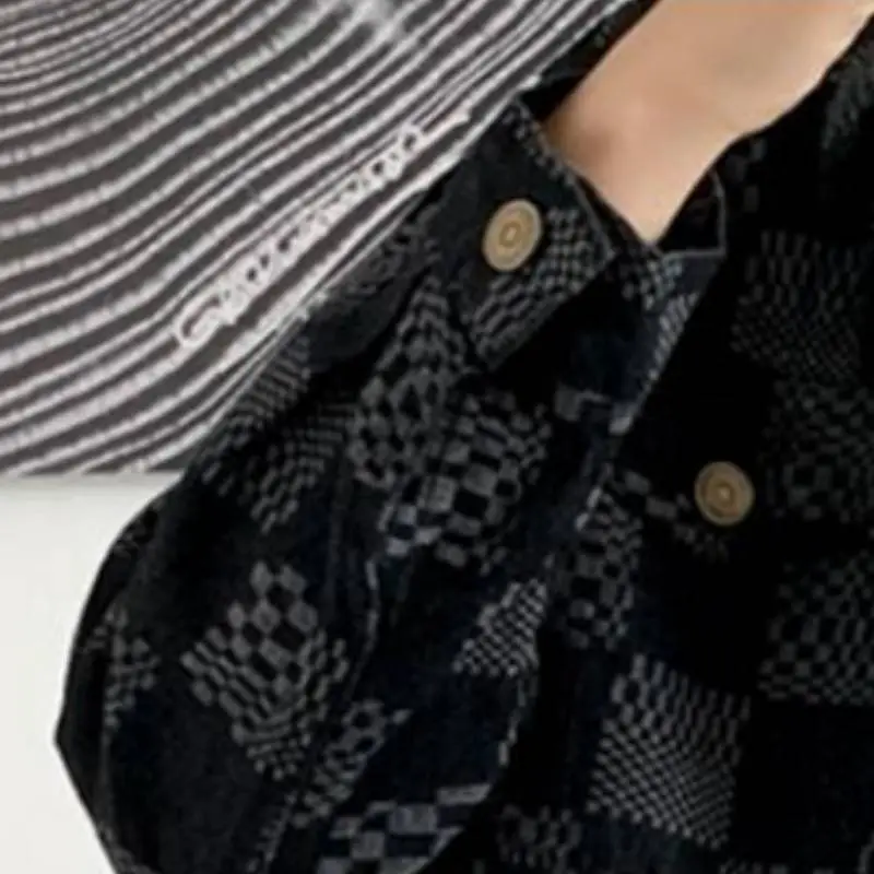 High Street Checkerboard Denim Jacket swag OOTD-5