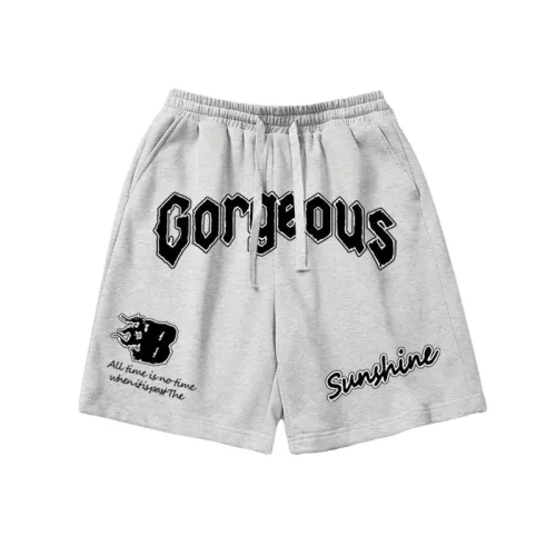 Letters Printed Tie Drawstring Shorts