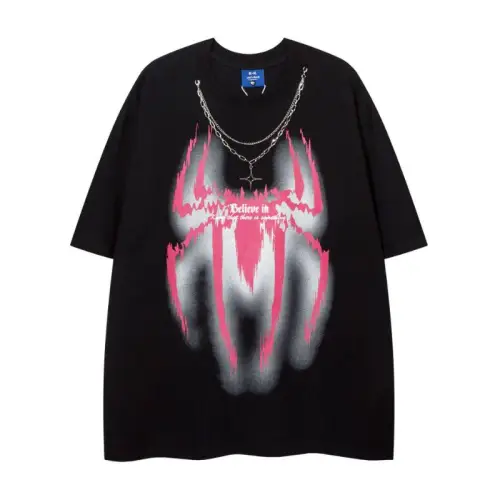 Hiphop Spider Necklace Street Short-sleeved T-shirt