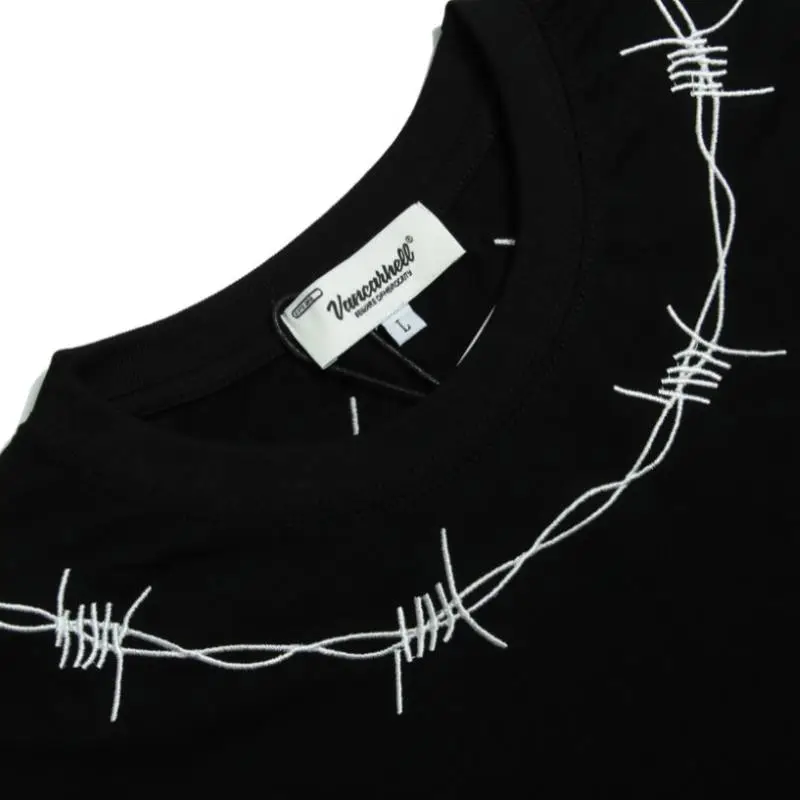 Dark Style Letter Printed Long sleeved BF Style Trendy Loose Round Neck Pullover T Shirt-4