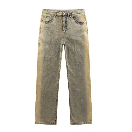 HELIPORT Apron Side Slit Yellow Mud Dyed Jeans