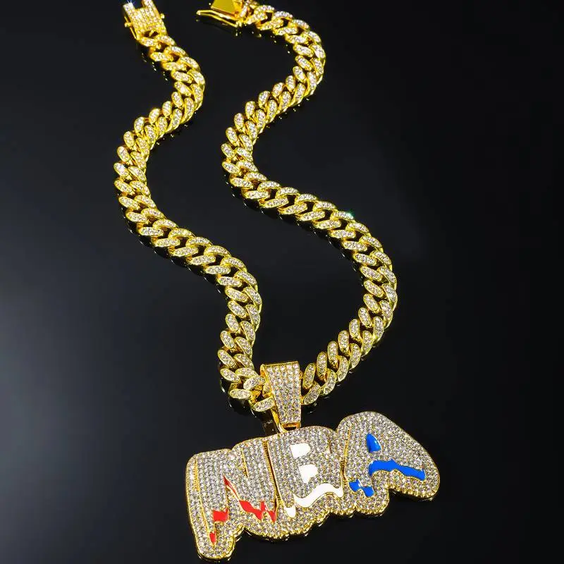 Full Diamond Letter Pendant Necklace-1