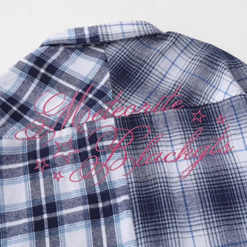 Fuzzy Patchwork Grid Shirt-5