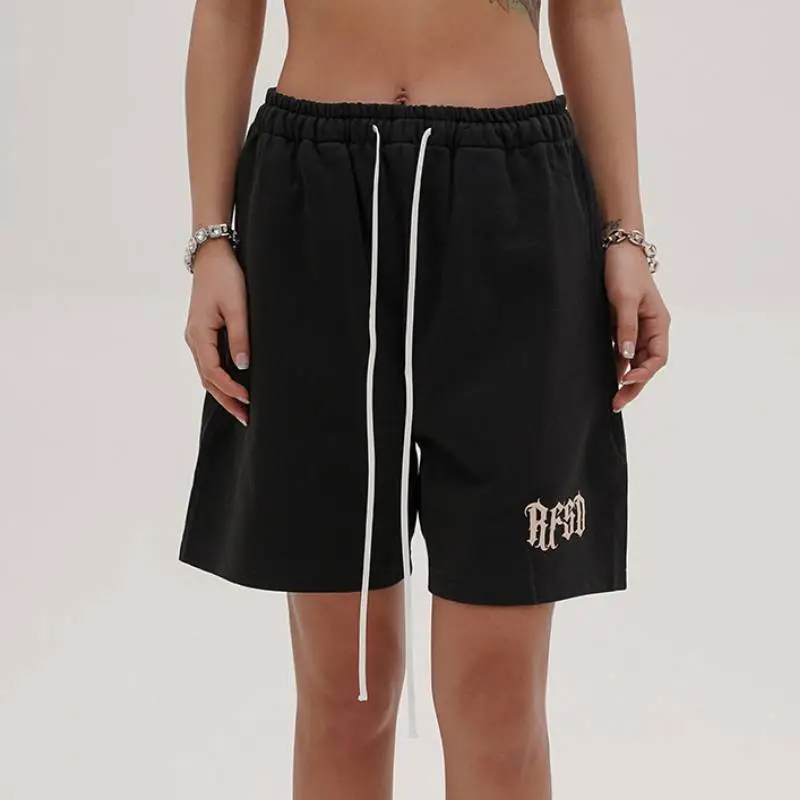 Printed Shorts Tide Loose Street Casual Drawstring Shorts-12