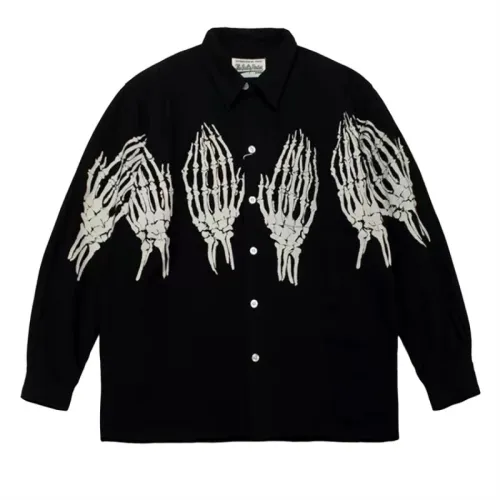 Skull Ghost Hand Ghost Claw Hawaiian Long Sleeve Shirt swag OOTD