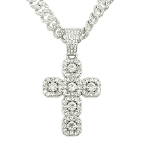 Diamond Cross Pendant Cuban Chain