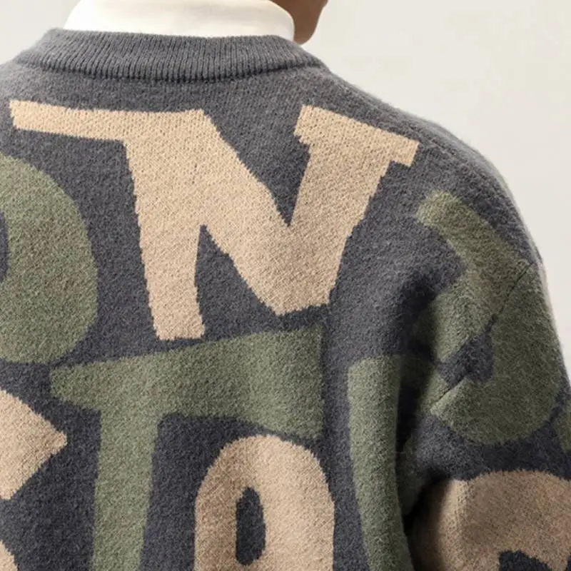 New Vintage Loose Trendy Brand Round Neck Thickened Knitwear swag OOTD-11