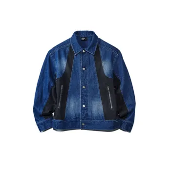 Blue Patchwork Denim Jacket